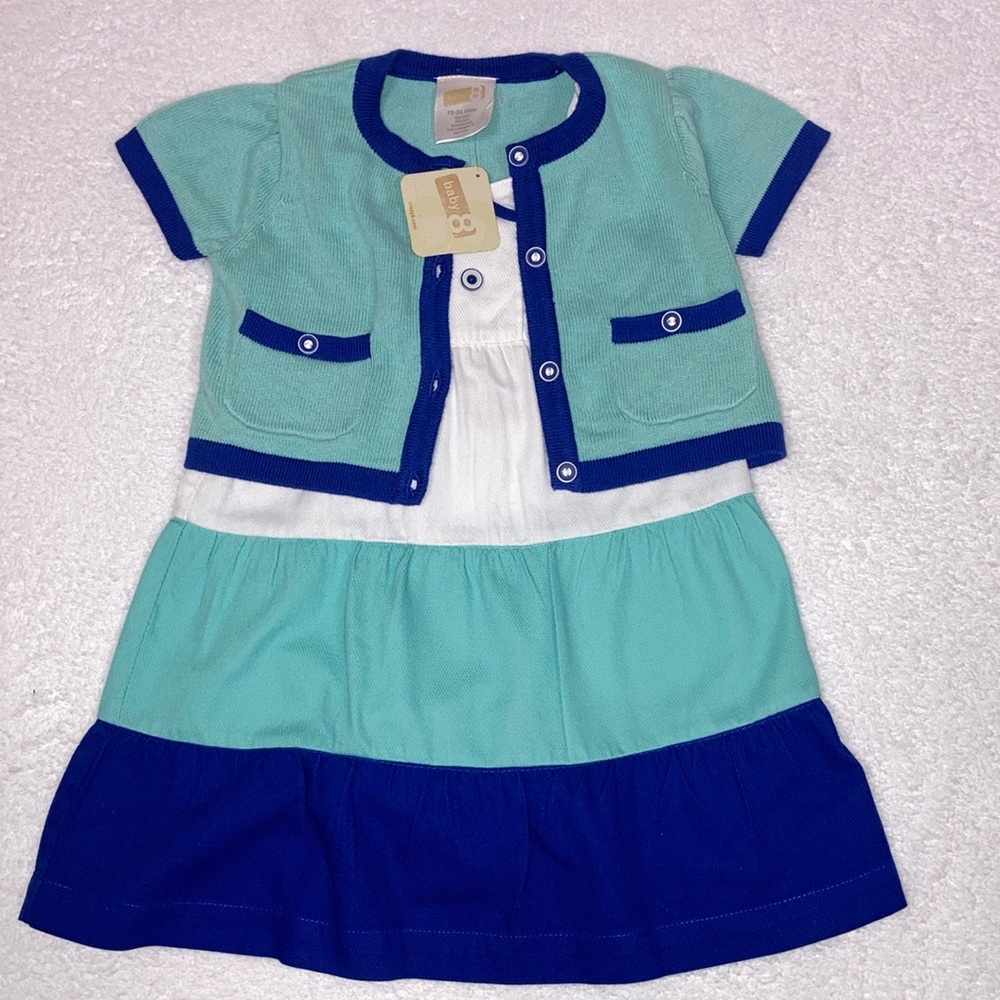 NWT crazy 8 tiered sundress and matching sweater 18/24m